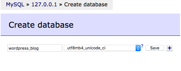 adminer mysql create database wordpress